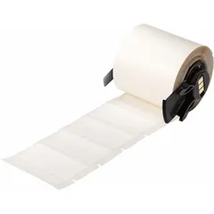 White, matte-finish precut label roll with 1/4 in label height and 1 29/32 in label width. Roll length is 1/4 in. Compatible with BMP71 printer (Media Adapter required). Used for identification in cryogenic and low-temperature environments.