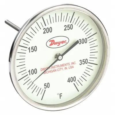 Dwyer Adjustable-Angle Glow-in-the-Dark Thread-Mount Dial Thermometer - Adjustable-Angle Glow-in-the-Dark Thread-Mount Dial Thermometers