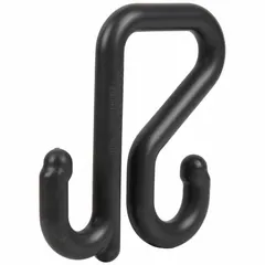 Gray nylon S-hook designed to attach an apron or tool pouch to a utility bucket. Measures 11/16 in wide by 6 1/16 in high. Provides a lightweight attachment point for organizing tools on a bucket.