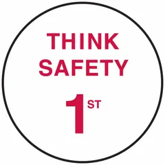 2-inch diameter non-reflective safety label for standard hard hats. Printed in English with a universal safety reminder. Pack of 4 labels for workplace safety awareness in industrial environments.
