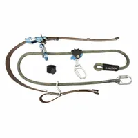 This pole climbing strap system is designed for positioning and fall protection when climbing distribution poles. It features a 425 lb weight capacity, a 6 ft nylon lanyard, a nylon positioning strap, and steel hardware. Suitable for poles with a minimum 4 in diameter