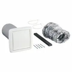 Wall Vent Kit: Round, 3 in_4 in Duct, Plastic, White Finish, Vent Cap Kits (MPN WVK2A). Key specifications — Screen Included: No; Backdraft Damper Included: No; Brand: BROAN; Product Type: Flexible Wall Ducting Kit; Color: White; Type of Cap/Hood: Vent Cap Kits; Material of Cap/Hood: Plastic.