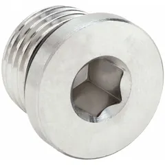 This 316 stainless steel male threaded plug is rated for extreme pressure applications up to 6,000 psi. It is used to seal open ports in threaded pipe systems, providing corrosion resistance and reliable sealing in high-pressure fluid handling.