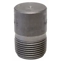 This steel pipe plug features 1/4 inch NPT threads and is rated for a maximum operating pressure of 2000 psi at 150°F. It is used to seal off pipe ends in high-pressure industrial piping systems, including hydraulic, pneumatic, and process lines