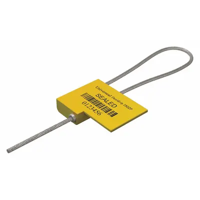 UNIVERSEAL Cable Seals: Yellow, Steel, 12 in Cable Lg, 1/16 in Cable Dia, Sequential - Adjustable-Length Cable Seals