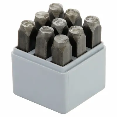 C.H. HANSON Hand Stamp Kit: 0 thru 9 (6 doubles as 9), 3/8 in Character Ht, 2 3/4 in Shank Lg - Sharp-Face Hand Stamps