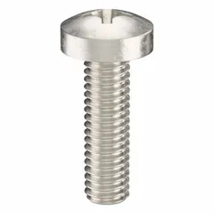 M4x0.70 thread size, 14 mm length, 18-8 stainless steel pan head machine screw with plain finish and #2 Phillips drive. Supplied in packs of 100. Used for fastening metal parts in machinery, enclosures, and assemblies where a low-profile head and secure tightening are required.