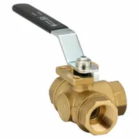 BONOMI Manual Three-Way Ball Valve: 1 in, Brass, L Flow, FNPT x FNPT x FNPT, Std Port Ball Port (MPN 365N-1")