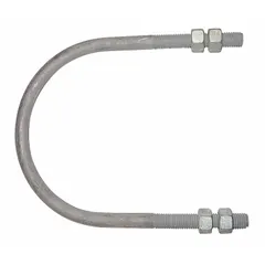This galvanized steel U-bolt is designed for mounting piston accumulators in hydraulic systems. With a 2.44-inch inside diameter, it provides secure attachment to prevent movement under pressure. Suitable for use in industrial machinery and fluid power applications.