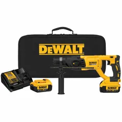 This 20V DC cordless rotary hammer features an SDS-Plus chuck, 1/2 in maximum drilling capacity, and delivers 1.9 ft-lb of impact energy at up to 5,500 bpm. It is designed for drilling into concrete, masonry, and stone, as well as light chipping and anchor setting. The tool is sold as a bare unit without battery or charger.