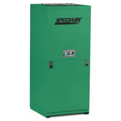 This refrigerated compressed air dryer removes moisture from compressed air systems, delivering a 50°F dew point. It operates at 115V AC with 0.83 kW power consumption, 50 cfm capacity, and a 1 in NPT connection. Suitable for general industrial applications such as pneumatic tools and manufacturing processes.