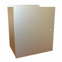 This HAMMOND stainless steel enclosure measures 16 x 14 x 10 inches and is rated NEMA 12/13/3R/4/4X for protection against dust, water, corrosion, and ice. It includes an inner panel and uses a latch closure method. No knockouts are provided. Typical applications include housing electrical controls, terminals, and instruments in indoor or outdoor industrial environments