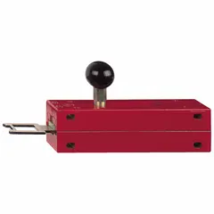 This straight sliding bolt actuating key from the XCKL Series is a mechanical interface for safety-interlock switches. It operates the switch mechanism to ensure machine guards or doors remain closed until safe conditions are met, preventing access to hazardous machinery during operation.