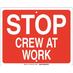 This BRADY railroad flag sign features a red background with High Intensity Prismatic (HIP) retroreflective grade for visibility. It measures 12 in x 15 in nominal size, 0.09 in thick, and includes mounting holes for installation. Used to alert workers and drivers to stop crew activity at railroad crossings in industrial yards, construction sites, and plant crossings.