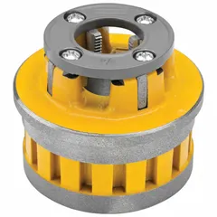 Die head for handheld pipe threaders, designed for 3/4 in pipe. Cuts NPT threads with right-hand orientation. Constructed from high-speed steel. Suitable for threading steel pipe in plumbing and piping applications.
