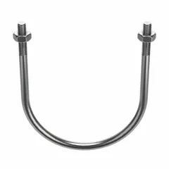 This U-bolt is designed to secure pipes, conduit, or tubing to structural supports. It features a 1/2"-13 thread size, fits 8-inch pipe, and has a 10 3/8-inch inside height. Constructed from stainless steel, it offers corrosion resistance for use in piping systems.
