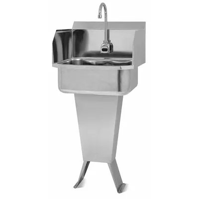 SANI-LAV Hand Sink: 41 1/2 in Overall Ht, 17 in Bowl Lg, 7 in Bowl Dp, 2 gpm Flow Rate - One-Station Freestanding Hand Sinks with Faucets