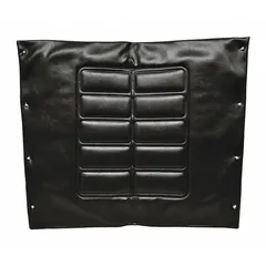 Vinyl embossed back upholstery for wheelchairs, 24 in overall width. Includes screws for installation. Used to replace worn or damaged wheelchair seat and back upholstery.