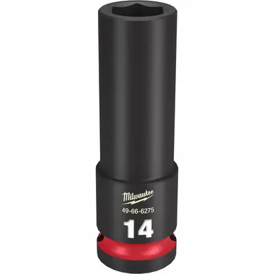 MILWAUKEE Deep Impact Socket: 1/2 in Drive Size, Metric, 14 mm Socket Size, 6-Point - 1/2" Drive Impact Sockets