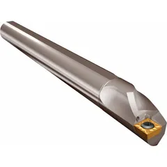 This indexable boring bar features a positive rake geometry and left-hand orientation, designed for internal turning operations. It is used for precision boring of holes in metal parts, providing effective chip control and surface finish in general machining applications.