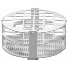 This polypropylene test tube rack provides 24 compartments for benchtop storage and organization of standard test tubes. The white rack is suitable for general laboratory use, sample handling, and temporary tube holding during experiments.