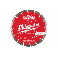 This diamond saw blade is designed for cutting concrete, asphalt, and stone using handheld saws. It supports both wet and dry cutting applications. The blade has a 9-inch diameter and a 7/8-inch arbor size.