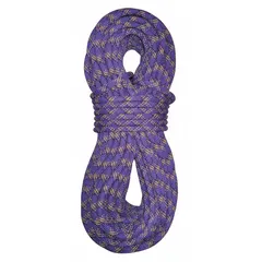 This 7/16 in diameter dynamic kernmantle rope is constructed from nylon for use in rigging and climbing applications. With a working load limit of 310 lb, it is suited for tasks requiring shock absorption and strength, such as industrial rope access and rescue operations.