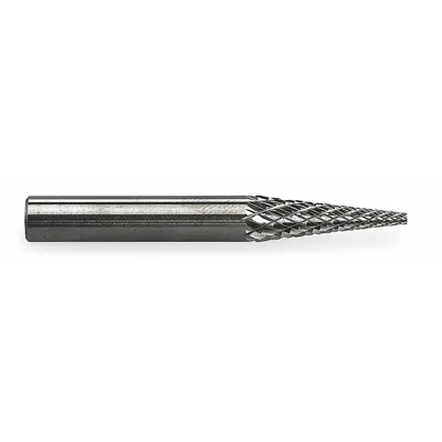 WIDIA METAL REMOVAL Carbide Bur: Pointed-End Cone, SM-51, Double Cut, 1/4" x 1/2" Head - Double-Cut Pointed-End Cone Burs
