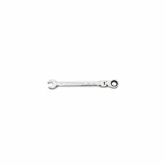 This 13 mm metric 12-point ratcheting combination wrench is made of alloy steel with a full polish chrome finish. It is used for tightening and loosening fasteners in applications such as automotive repair, industrial maintenance, and mechanical assembly.