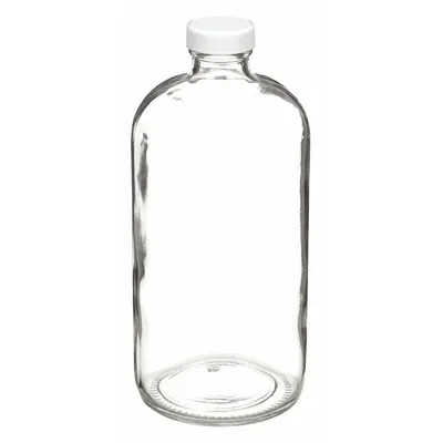 WHEATON Sampling Bottle: 1 L, Colorless, 33-400 mm, Polypropylene, 12, Polyethylene/PTFE - Clear Narrow Mouth Round Glass Lab Bottles