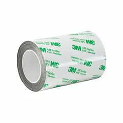 Gray polyamide film tape with acrylic adhesive, 4 yd length, 3.9 mil thickness. Used for EMI absorption and conductive grounding in electronic assemblies, control panels, and instrumentation.