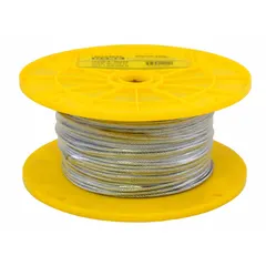 This duct hanger uses a WC3 cable size with a cable lock and includes hardware for installation. The 500 ft wire rope is designed for suspending ductwork in HVAC and ventilation systems.