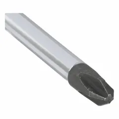 This #2 Phillips screwdriver features a long length for extended reach in confined spaces. The cushion grip reduces hand fatigue during repetitive use. It is not ESD safe and not tether capable. Suitable for driving and removing Phillips-head screws in general industrial assembly, maintenance, and repair tasks.