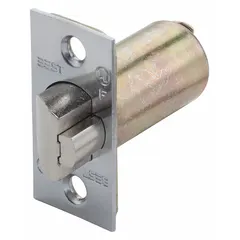 Cylindrical spring latch with chrome finish. Designed for use with compatible locksets in commercial door applications, providing latching function for secure door closure.