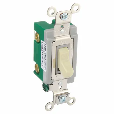 HUBBELL Wall Switch: Toggle Switch, Double Pole, Maintained, Ivory, 120/277V AC - Toggle Wall Switches