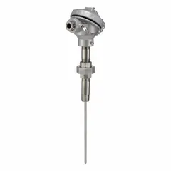 Type J thermocouple with pipe connection for temperature measurement in industrial processes such as furnaces, ovens, and exhaust systems. Probe length 16.73 in, accuracy ±2.2°C. Manufacturer part number S50JTJN111N2-XU-J7R3-N120LN425.