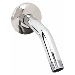 This flanged shower arm is constructed of brass with a chrome finish. It features an NPSM connection type and is used to connect a wall-mounted showerhead to the water supply in bathroom installations.