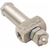 This internal mix air-atomizing spray nozzle from EXAIR delivers a flow rate of 2.7 scfm and produces a wide angle round spray pattern at 15 inches. Constructed from stainless steel with a 1/4 in FNPT connection, it is suited for precision liquid atomization in industrial processes such as coating, humidification, and cooling