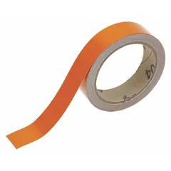 Orange solid color banding tape for pipe identification. Made of vinyl, 1 inch wide by 30 feet long (360 inches). Non-reflective. Used to mark pipes in industrial facilities for content identification.