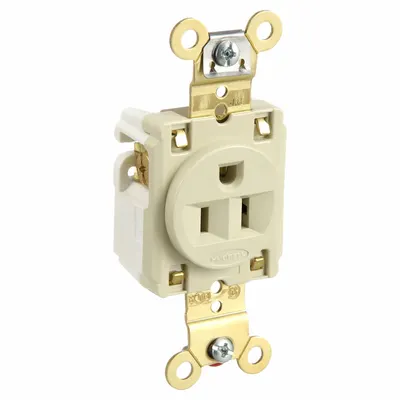 HUBBELL Receptacle: Single, 5-15, Ivory, 125V AC, 15 A, 2 Pole / 3 Wire (MPN HBL5261I) - General Purpose Receptacles