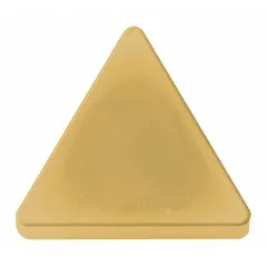 This triangle (T) indexable turning insert is made of ceramic material, designed for high-speed machining of hardened steels and superalloys. It is used in finishing operations where heat resistance and wear life are critical.