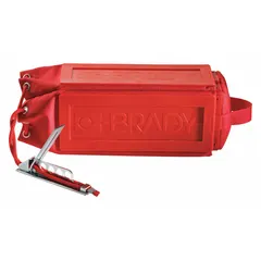 This pendant control lockout is designed for switches with a maximum width of 4 inches. It encloses pendant controls to isolate them during maintenance, supporting lockout/tagout procedures and preventing accidental equipment startup.