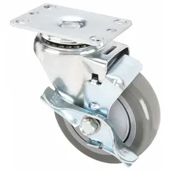 Swivel caster with brake, 4-inch diameter wheel, rated for 375 lb load capacity. Designed for use with Snap-Loc brand equipment, model GR-1500PCR219-PU. Suitable for carts, racks, and light industrial material handling equipment requiring mobility and locking capability.
