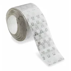 Rectangular reflective tape made of paper with self-adhesive backing. Non-polarized design for use with XU photoelectric sensors. Measures 1 m in length and 25 mm in width. Suitable for providing a reflective target in industrial automation applications such as packaging, material handling, and assembly lines.
