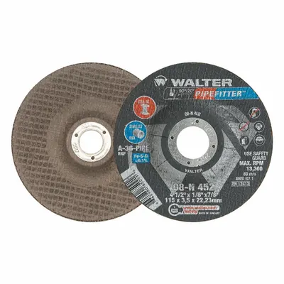 WALTER SURFACE TECHNOLOGIES Depressed Center Grinding Wheel: Type 27, 4 1/2" x 1/8" x 7/8" - Contaminant-Free Grinding Wheels for Stainless Steel