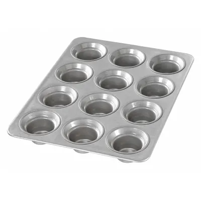 CHICAGO METALLIC 12-Slot Muffin Pan, Aluminized Steel, Silver, 10 5/8 in - Cupcake & Muffin Pans