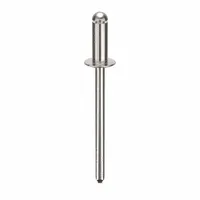 Domed-head blind rivet with 0.153" diameter and 1.693" overall length. Body length is 13/32", overall length 1 11/16". Supplied in a 500-pack. Used for fastening materials where only one-sided access is available, common in sheet-metal assembly and general fabrication