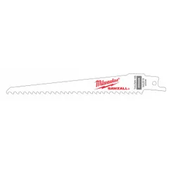 Pack of 5 reciprocating saw blades for wood cutting and pruning. Each blade is 9 inches long, 0.05 inches thick, with 5 teeth per inch. Rigid design with tapered geometry enables straight cuts in lumber and branches.