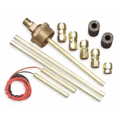 Vertically mounted float switch with polypropylene construction and lead wire electrical connection. Features a selectable SPST output and requires minimum media specific gravity of 0.56. Used for liquid level detection in tanks and vessels.