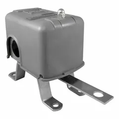 This lever-operated float switch is designed for open tank vertical mounting in general purpose indoor applications. It features a polypropylene body, screw clamp electrical connections, and DPST-2NO contacts with Open On Rise action, suitable for high-level alarm or pump shut-off in liquid level monitoring.